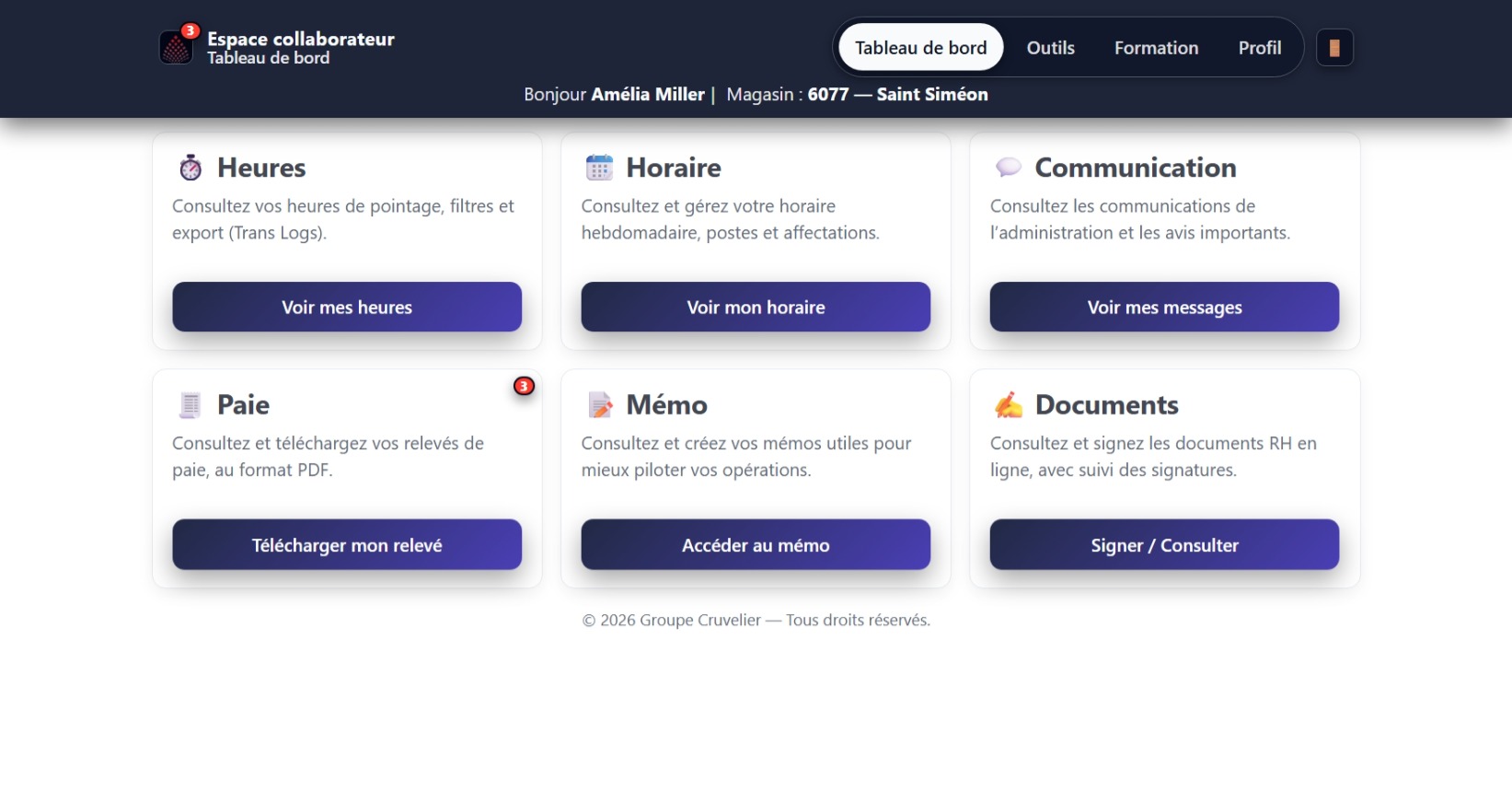 Portail collaborateurs & administration